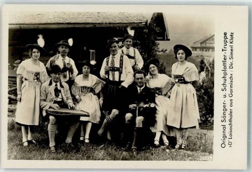 Schuhplattler Truppe Die Loisachthaler Zither Volksmusik Tracht Foto Verlag Gebr. Garloff