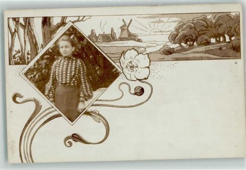Frauenbild Jugendstil Verzierung Fotomontage 1903 Privatfoto AK