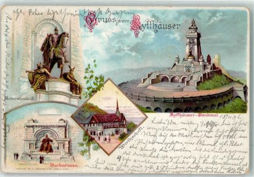 Kyffhäuser 1896 Kyffhäuser-Denkmal Barbarossa-Skulptur Reiterstandbild
