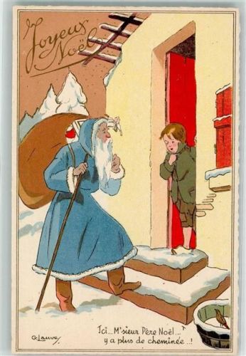 sign. G. Lauvey Joyeux Noel Kind an der Haustür Verlag FOX Paris Serie 1501-7