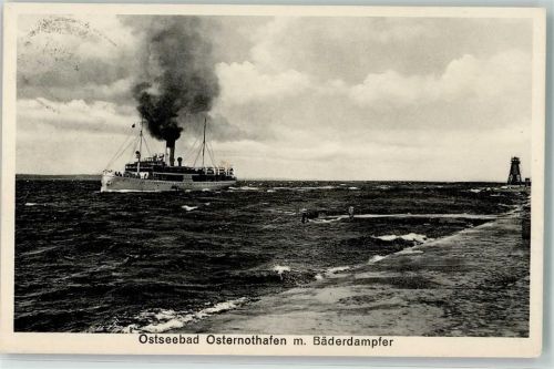 Osternothafen 1936 Seebäderdienst Leuchtturm Bahnpost Stettin-Swinemünde Zug 542