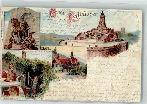 Kyffhäuserdenkmal 1898 Kaiser-Wilhelmdenkmal Bahnpost Halle-Kassel Zug 573
