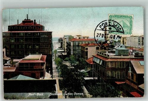Port Said 1910 Boulevard Sultan Osman Marke bildseitig
