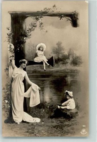 1904 Buchstabe F Jugendstil Frau Kind Verlag NPG Serie 195
