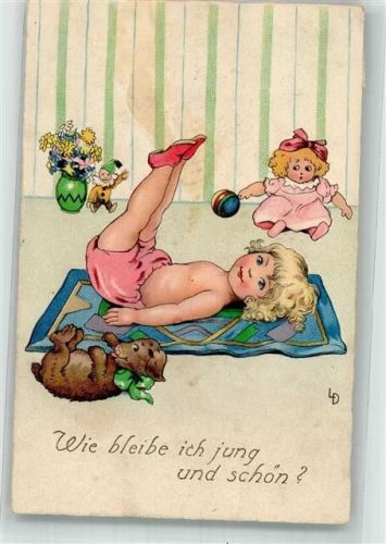 Kinder Gymnastik Puppen Hund Humor Meissner u. Buch Nr. 3090 Döring, L. / LD 1929 Künstlerkarte