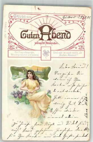 1901 Guten Abend ein Freundesgruß , Veilchen Poesie