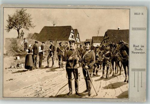 Militär Rast im Dorfe Neuweier Bild II.