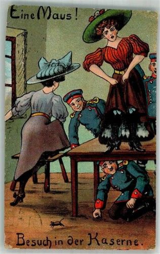 1912 Humor Besuch in der Kaserne und die Maus