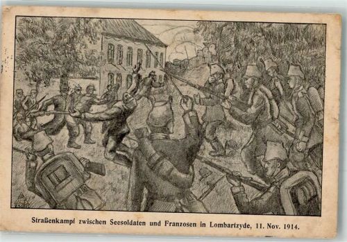 Middelkerke 1916 Feldpost WK I 2. Marine-Div. Lombardsijde 1914 Straßenkampf