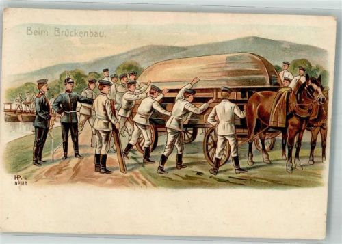 1917 Beim Brückenbau