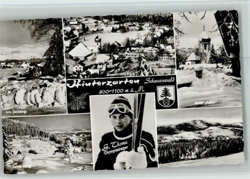 Hinterzarten Geamtansicht Am Skihang Beim Adler Kehlerberg G. Thoma Olympiasieger Teilansicht Winteraufnahme Sonderstempel