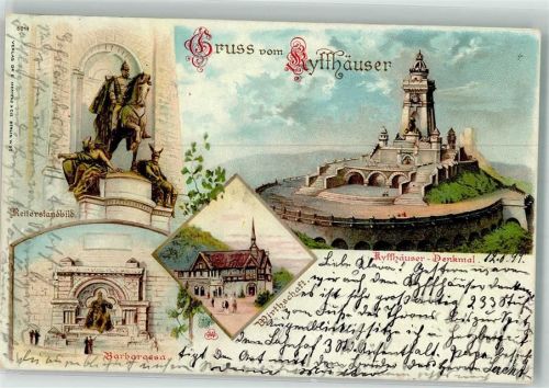 Kyffhäuserdenkmal 1897 Kaiser-Wilhelmdenkmal Barbarossa Gasthaus Bahnpost Seesen-Herzberg Zug 245