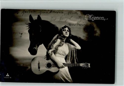 Fotokünstler -1925 Frau mit Pferd und Gitarre Serie 4407-4 AK