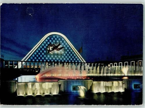 Nr. 1324 Egicarte - Exposition 1958 - Springbrunnen bei Nacht AK