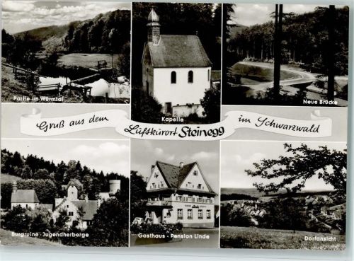Steinegg Partie im Würmtal Kapelle Neue Brücke Burgruine-Jugendherberge Gasthaus Pension Linde Dorfansicht Mehrfachaufnahme