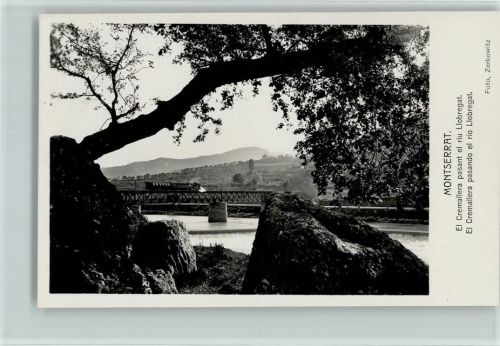 Montserrat El Cremallera pasant el riu Llobregat Zahnradbahnbrücke über dem Fluß Llobregat