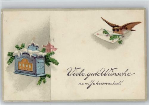 Vogel mit einem Brief im Schnabel - Neujahr - Litho - 1917 AK