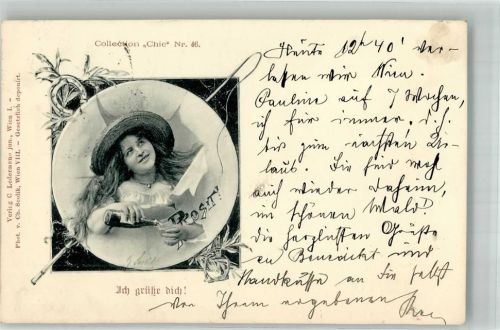 Nr. 46 Foto Scolik , durchbrochene Papierwand , Sekt, Neujahr + Adelskorrespondenz Chic 1898
