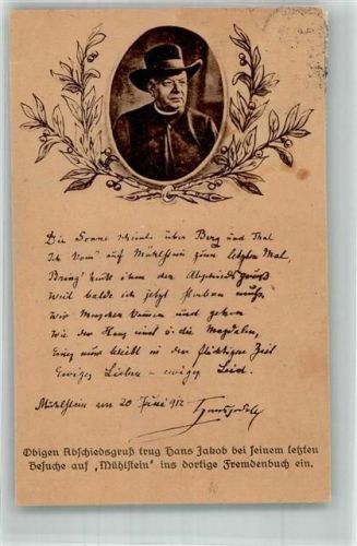 Müllheim 1920 Bahnpost Biberach Oberharz Zug 11 17.2.20 Hans Jakob bei s. letzten Besuch a. Mühlstein Ort handschriftlich