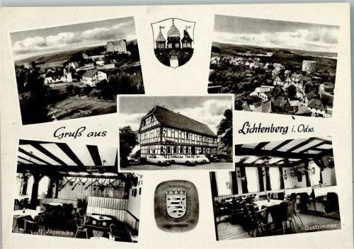 Lichtenberg Ortsansichten Gasthaus Pension Zur Linde Innenaufnahmem Jägerecke Gastzimmer Wappen Mehrfachaufnahme