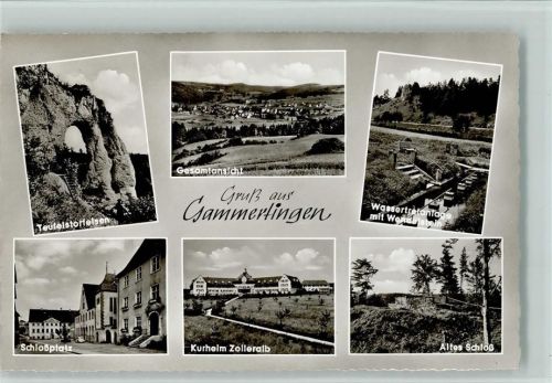 Gammertingen Teufelstorfelsen Gesamtansicht Wassertretanlage mit Wendelstein Schloßplatz Kurheim Zolleralb Altes Schloß Mehrfachaufnahme