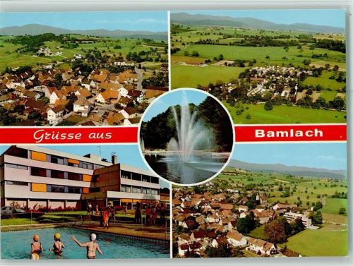 Bamlach Luftaufnahme Campingplatz Teilansichten Schwimmbad 4-Bildaufnahme