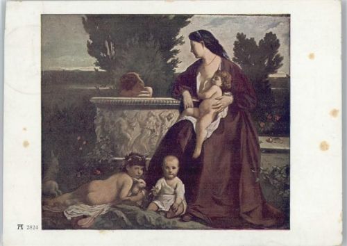 1926 Gemälde von Feuerbach - Mutter mit Kindern , Baby