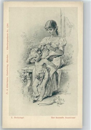 Engel der bestrafte Ausreisser - 1900 AK Künstler sign Reckziegel Verlag Ackermann Nr. 1294