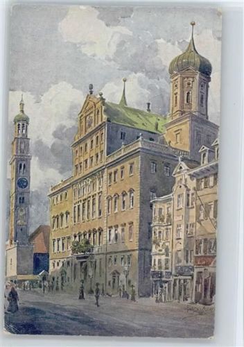 Augsburg Rathaus und Perlachturm - Bodenseeverlag Alber Aquarell Nr. 538 AK