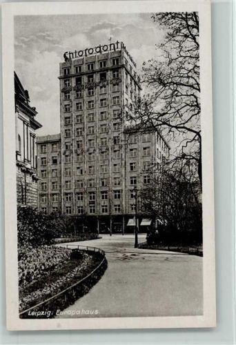 Leipzig Werbung auf dem Europahaus Chlorodont Zahnpasta 1933 AK