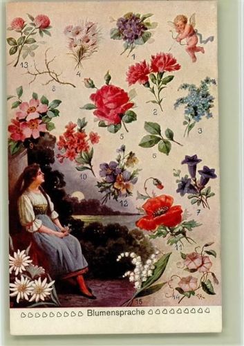 Amor Engel - Mädchen träumt - Blumen haben Nummern Blumensprache
