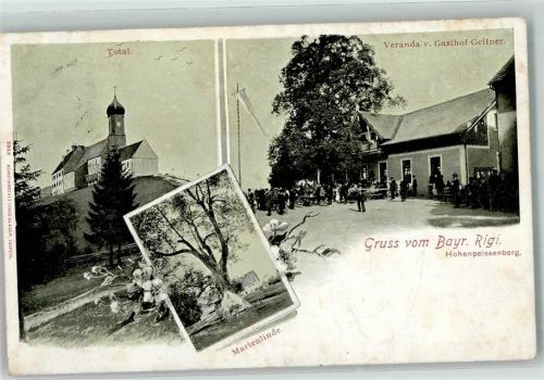 Hohenpeißenberg 1911 Bayr. Rigi Gasthaus Geitner Veranda Fahne Marienlinde Stempel Posthilfsstelle Hohenpeissenberg