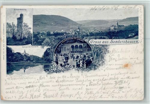 Sondershausen 1900 Bismarckturm, Teilansicht AK
