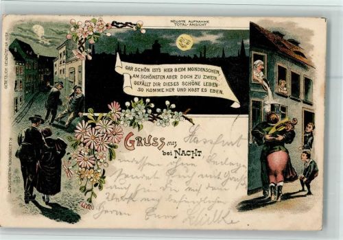 1898 Liebespaare bei Mondschein AK
