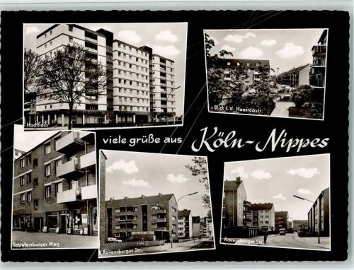 Köln Nippes 501 Hochhaus und mehrere Straßen ca 1968 AK