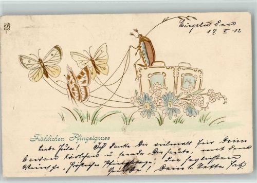 1902 ziehen eine Kutsche, Maikäfer als Kutscher , Pfingsten