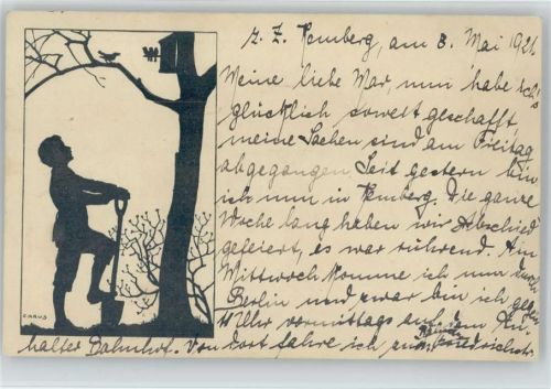 1921 Scherenschnitt Serie E I. Nr. 22 - Vorgelhaus - Tierschutzverein AK