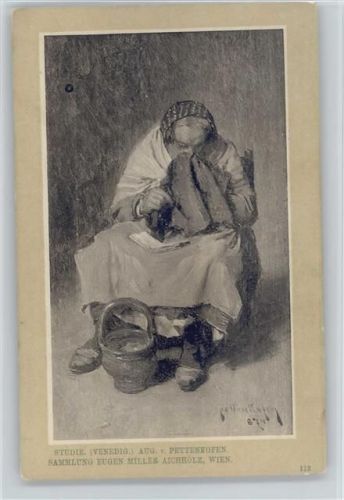 sign Pettenkofen - Studie (Venedig) Typen - Alte Frau - ca 1906 AK