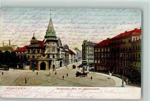 München Stiegelmayer-Platz , Straßenbahn 1902 AK