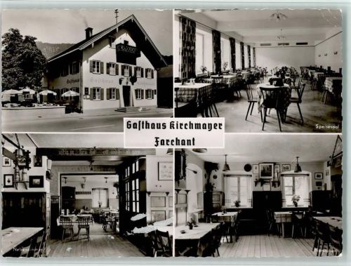 Farchant 1960 Gasthaus Kirchmayer mit Innenansichten, Eckknick