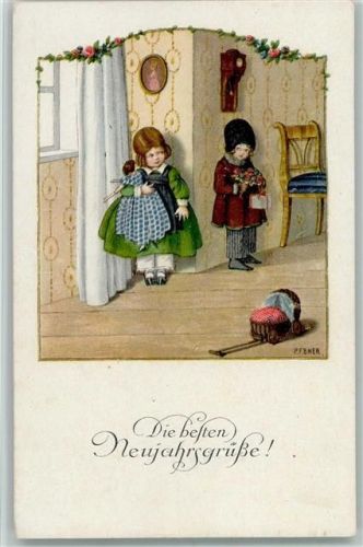 Verlag M.M. 1202 - Neujahr - Kind mit Puppe