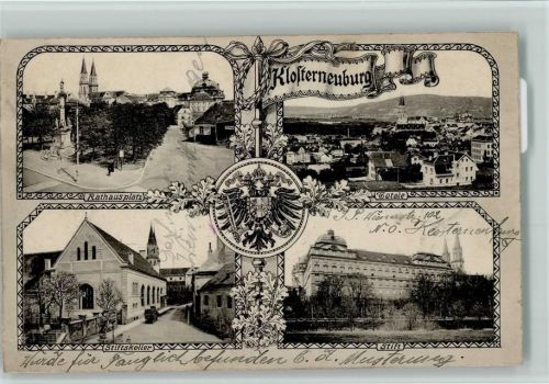 Klosterneuburg Rathausplatz Gesamtansicht Stiftskeller Stift Wappen Eichenlaub