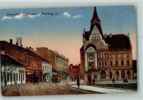 1913 Gyarvaros - Andrassy ut , Strassenbahn AK Flecken