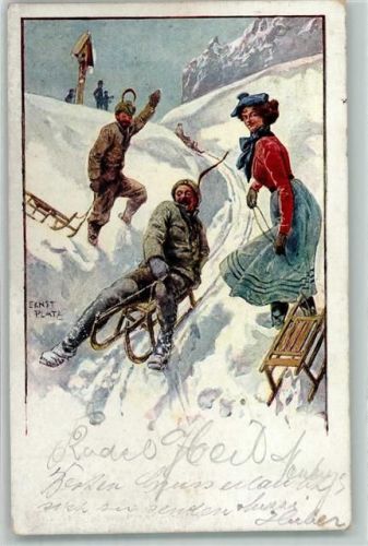 1908 Wintersport sign. Platz, Ernst AK