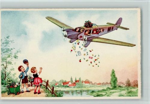 Kinder werfen Blumen ab - Geburtstag ca 1935 AK