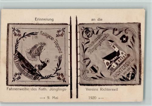 Richterswil 1920 Fahnenweihe des Kath. Jünglings-Vereins 1920 Ereignis AK