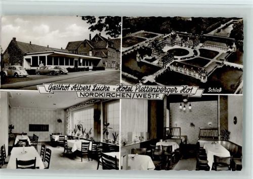 59394 W4717 Nordkirchen - Gasthof Albert Lücke Hotel Plettenberger Hof Innenaufnahme Luftaufnahme Schloß