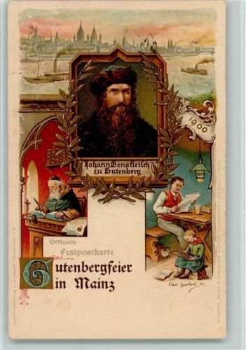 Mainz 1900 Festkarte - 500 jährige Gutenbergfeier AK