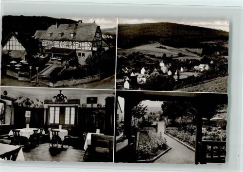 63863 W8751 Hobbach 1961 Foto AK Gasthaus "Zum Engel" mit Innenansicht, gute Erhaltung AK
