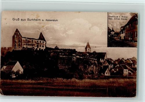 Burkheim 1920 Gasthaus zur Krone, 2 kleine Eckknicke, AK